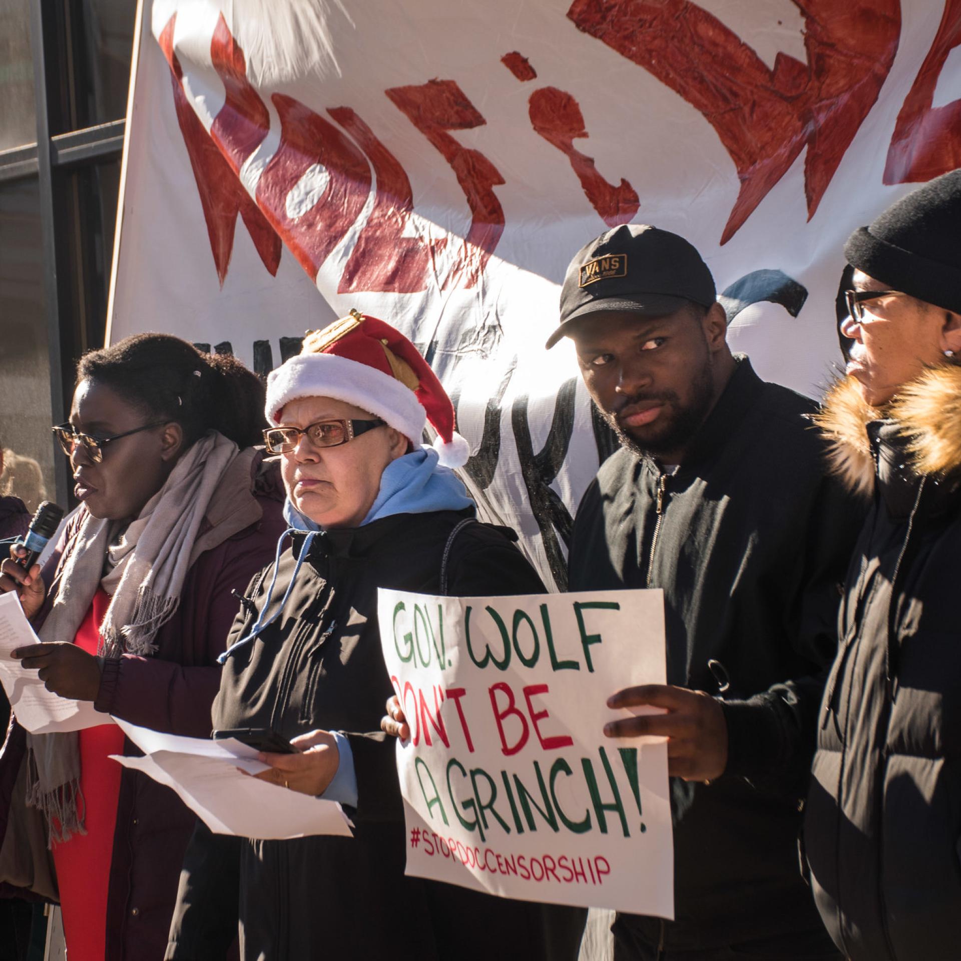 Protestors gather to protest Department of Corrections censorship